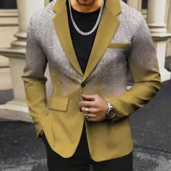 Men's Gradient Long Sleeve Turndown Business Abstract Casual Work Wear to work Going out Buttons Print Multi Pocket