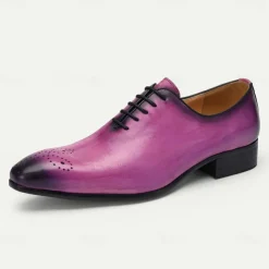 Men's Gradient Purple Oxford Shoes - Premium Cowhide Formal Dress Shoes for Business & Special Occasions