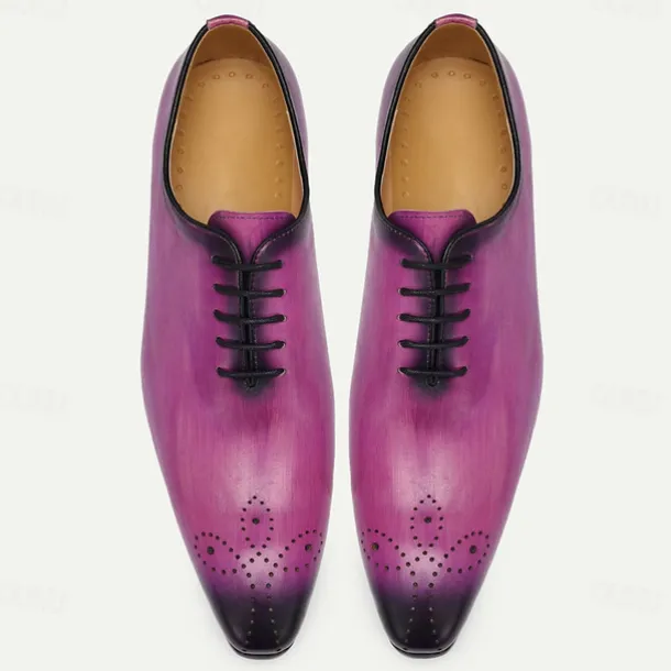 Men's Gradient Purple Oxford Shoes - Premium Cowhide Formal Dress Shoes for Business & Special Occasions