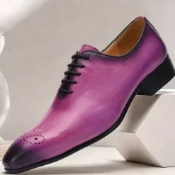Men's Gradient Purple Oxford Shoes - Premium Cowhide Formal Dress Shoes for Business & Special Occasions