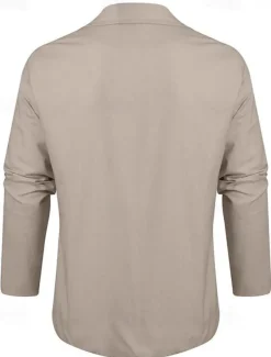 Men's Graduation Blazer Business Cocktail Party Wedding Party Fashion Casual Spring Autumn / Fall Linen Solid Color Pocket Buttons Comfortable Single Breasted Blazer Black Brown khaki Army Green