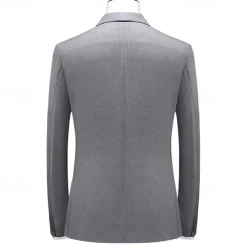 Men's Graduation Cocktail Attire Blazer Business Wedding Party Fashion Casual Spring & Fall Polyester Plain Pocket Buttons Casual / Daily Double Breasted Blazer Yellow Burgundy Royal Blue khaki