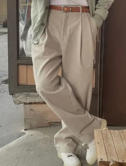 Men's Graduation Dress Pants Trousers Chinos Slacks Buttons Pocket Straight Leg Plain Comfort Formal Party Work Fashion Classic Style Apricot Micro-elastic