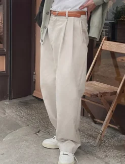 Men's Graduation Dress Pants Trousers Chinos Slacks Buttons Pocket Straight Leg Plain Comfort Formal Party Work Fashion Classic Style Apricot Micro-elastic