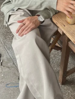 Men's Graduation Dress Pants Trousers Chinos Slacks Buttons Pocket Straight Leg Plain Comfort Formal Party Work Fashion Classic Style Apricot Micro-elastic