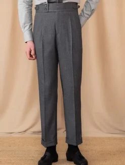 Men's Graduation Dress Pants Trousers Chinos Buttons Pocket Plain Comfort Formal Party Work Fashion Classic Style Black Brown Micro-elastic