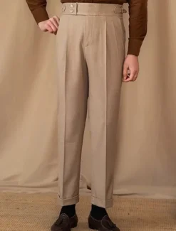 Men's Graduation Dress Pants Trousers Chinos Buttons Pocket Plain Comfort Formal Party Work Fashion Classic Style Black Brown Micro-elastic