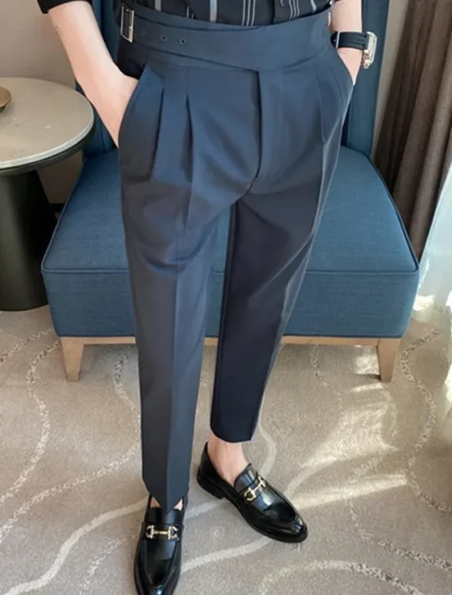 Men's Graduation Dress Pants Trousers Chinos Pocket Solid Color Comfort Formal Party Work Fashion Classic Style Black White Micro-elastic