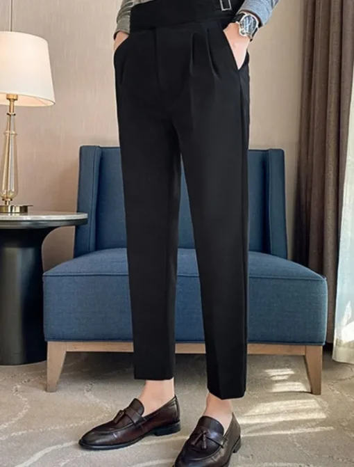 Men's Graduation Dress Pants Trousers Chinos Pocket Solid Color Comfort Formal Party Work Fashion Classic Style Black White Micro-elastic