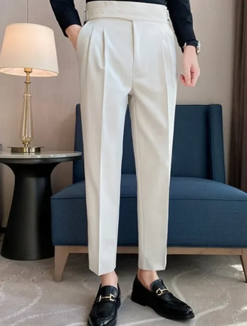 Men's Graduation Dress Pants Trousers Chinos Pocket Solid Color Comfort Formal Party Work Fashion Classic Style Black White Micro-elastic