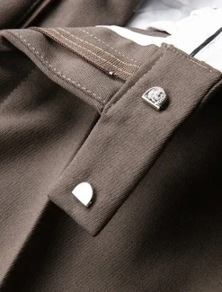 Men's Graduation Dress Pants Trousers Chinos Buttons Pocket Solid Color Comfort Formal Party Work Fashion Classic Style Black Coffee Micro-elastic