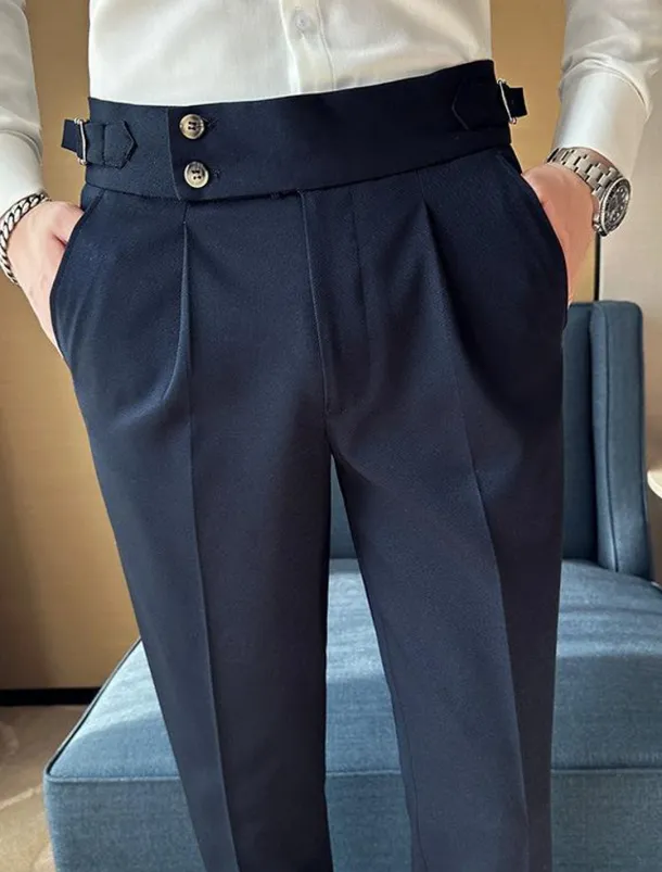 Men's Graduation Dress Pants Trousers Suit Pants Gurkha Pants Pocket Plain Comfort Breathable Outdoor Daily Going out Fashion Casual Black White