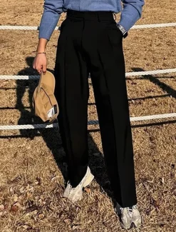 Men's Graduation Dress Pants Trousers Chinos Slacks Pocket Straight Leg Plain Comfort Formal Party Work Fashion Classic Style Black Khaki Micro-elastic