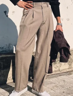 Men's Graduation Dress Pants Trousers Chinos Slacks Pocket Straight Leg Plain Comfort Formal Party Work Fashion Classic Style Black Khaki Micro-elastic