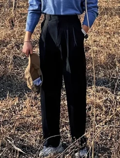 Men's Graduation Dress Pants Trousers Chinos Slacks Pocket Straight Leg Plain Comfort Formal Party Work Fashion Classic Style Black Khaki Micro-elastic