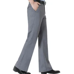 Men's Graduation Dress Pants Flared Pants Bell Bottom Trousers Pocket Straight Leg Solid Colored Comfort Wedding Office Business Streetwear Retro Black Deep Blue Micro-elastic