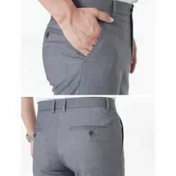 Men's Graduation Dress Pants Flared Pants Bell Bottom Trousers Pocket Straight Leg Solid Colored Comfort Wedding Office Business Streetwear Retro Black Deep Blue Micro-elastic