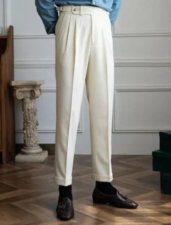 Men's Graduation Dress Pants Trousers Chinos Pocket Solid Color Comfort Formal Party Work Fashion Classic Style Black Khaki Micro-elastic