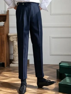 Men's Graduation Dress Pants Trousers Chinos Pocket Solid Color Comfort Formal Party Work Fashion Classic Style Black Khaki Micro-elastic