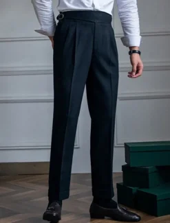 Men's Graduation Dress Pants Trousers Chinos Pocket Solid Color Comfort Formal Party Work Fashion Classic Style Black Khaki Micro-elastic