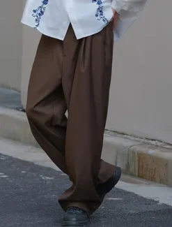 Men's Graduation Dress Pants Trousers Chinos Buttons Pocket Plaid Comfort Formal Party Work Fashion Classic Style Black Brown Micro-elastic