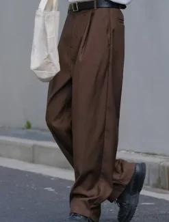 Men's Graduation Dress Pants Trousers Chinos Buttons Pocket Plaid Comfort Formal Party Work Fashion Classic Style Black Brown Micro-elastic