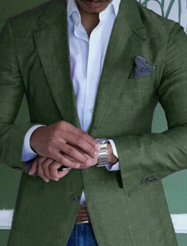 Men's Graduation Linen Blazer Blazer Business Cocktail Party Wedding Party Fashion Casual Spring Autumn / Fall Linen Cotton Blend Plain Pocket Buttons Comfortable Single Breasted One-button Blazer