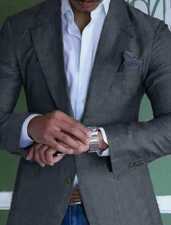 Men's Graduation Linen Blazer Blazer Business Cocktail Party Wedding Party Fashion Casual Spring Autumn / Fall Linen Cotton Blend Plain Pocket Buttons Comfortable Single Breasted One-button Blazer