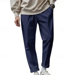 Men's Graduation Trousers Casual Pants Pocket Drawstring Elastic Waist Plain Comfort Sports Outdoor Daily Fashion Casual Black White Micro-elastic