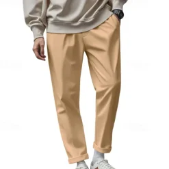 Men's Graduation Trousers Casual Pants Pocket Drawstring Elastic Waist Plain Comfort Sports Outdoor Daily Fashion Casual Black White Micro-elastic