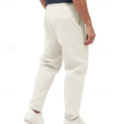 Men's Graduation Trousers Casual Pants Pocket Drawstring Elastic Waist Plain Comfort Sports Outdoor Daily Fashion Casual Black White Micro-elastic