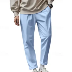 Men's Graduation Trousers Casual Pants Pocket Drawstring Elastic Waist Plain Comfort Sports Outdoor Daily Fashion Casual Black White Micro-elastic