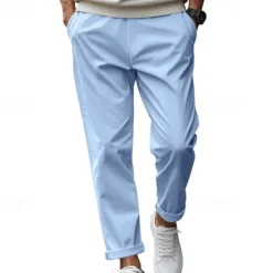 Men's Graduation Trousers Casual Pants Pocket Drawstring Elastic Waist Plain Comfort Sports Outdoor Daily Fashion Casual Black White Micro-elastic