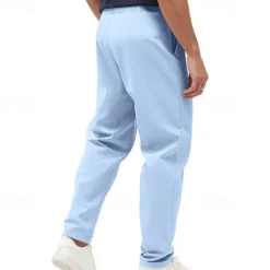 Men's Graduation Trousers Casual Pants Pocket Drawstring Elastic Waist Plain Comfort Sports Outdoor Daily Fashion Casual Black White Micro-elastic