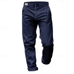 Men's Graduation Trousers Casual Pants Pocket Drawstring Elastic Waist Plain Comfort Sports Outdoor Daily Fashion Casual Black White Micro-elastic