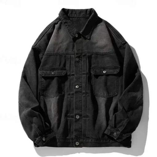 Men's Graffiti Coat Jean Jacket Denim Jacket Breathable Comfortable Casual Sports & Outdoor Going out Weekend Buttons Print Fall & Winter Turndown Long Sleeve Black Blue