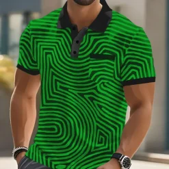 Men's Graphic Abstract Polo Short Sleeve Polo Shirts Collared Shirts Business Casual Outdoor Athleisure Daily Wear Buttons 3D Print Summer White Blue Orange