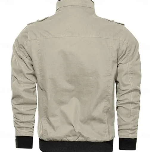 Men's Graphic American US Flag Jacket Coat Tactical Thermal Warm Comfy Casual Sports Outdoor Camping & Hiking Side Pockets Zip Front Fall Winter Standing Collar Long Sleeve khaki