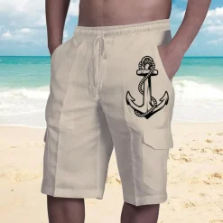 Men's Graphic Anchor Shorts Summer Shorts Baggy Shorts Mid Waist Streetwear Designer Casual Daily Holiday Elastic Waist Drawstring Print Designer Clothing Apparel
