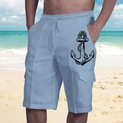 Men's Graphic Anchor Shorts Summer Shorts Baggy Shorts Mid Waist Streetwear Designer Casual Daily Holiday Elastic Waist Drawstring Print Designer Clothing Apparel