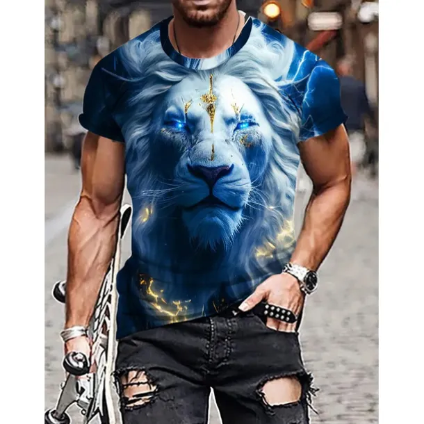 Men's Graphic Animal Lion T Shirt Short Sleeve T shirt 3D Print Crew Neck Shirt Vintage Fashion Designer Outdoor Daily Sports Dark Brown Black Yellow Spring & Summer Clothing Apparel S M L XL 2XL 3XL