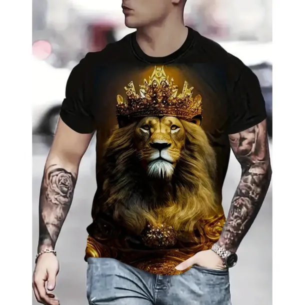 Men's Graphic Animal Lion T Shirt Short Sleeve T shirt 3D Print Crew Neck Shirt Vintage Fashion Designer Outdoor Daily Sports Dark Brown Black Yellow Spring & Summer Clothing Apparel S M L XL 2XL 3XL