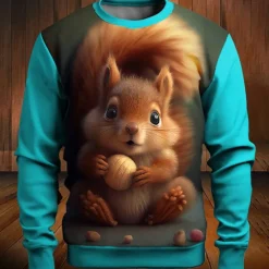 Men's Graphic Animal Squirrel Sweatshirts Golf Pullover Sweatshirt Long Sleeve Sweatshirt Crew Neck Fashion Daily Casual 3D Print Vacation Holiday Going out Print Spring & Fall