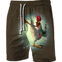 Men's Graphic Animal Turkey Shorts Summer Shorts Beach Shorts Mid Waist Streetwear Hawaiian Designer Casual Daily Holiday Drawstring Elastic Waist 3D Print Designer Clothing Apparel