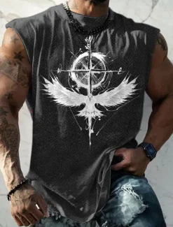 Men's Graphic Animal Vest Top Sleeveless T Shirt for Men Sleeveless Cap Sleeve T shirt 3D Print Crew Neck Shirt Fashion Designer Muscle Daily Sports Gym Black White Dark Blue Spring & Summer Clothing