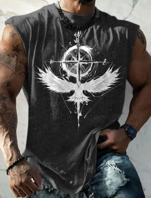 Men's Graphic Animal Vest Top Sleeveless T Shirt for Men Sleeveless Cap Sleeve T shirt 3D Print Crew Neck Shirt Fashion Designer Muscle Daily Sports Gym Black White Dark Blue Spring & Summer Clothing