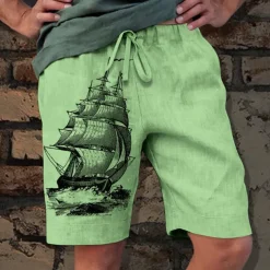 Men's Graphic Boat Shorts Summer Shorts Beach Shorts Mid Waist Streetwear Hawaiian Designer Casual Daily Holiday Drawstring Elastic Waist 3D Print Designer Clothing Apparel