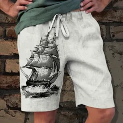 Men's Graphic Boat Shorts Summer Shorts Beach Shorts Mid Waist Streetwear Hawaiian Designer Casual Daily Holiday Drawstring Elastic Waist 3D Print Designer Clothing Apparel