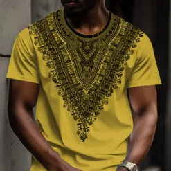 Men's Graphic Bohemian T shirt Short Sleeve T shirt 3D Print Crew Neck Shirt Vintage Designer Ethnic Outdoor Daily Sports Black-White White Yellow Spring & Summer Clothing Apparel S M L XL 2XL 3XL