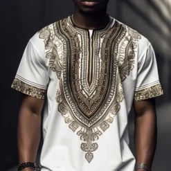 Men's Graphic Bohemian T shirt Short Sleeve T shirt 3D Print Crew Neck Shirt Vintage Designer Ethnic Outdoor Daily Sports Black-White White Yellow Spring & Summer Clothing Apparel S M L XL 2XL 3XL